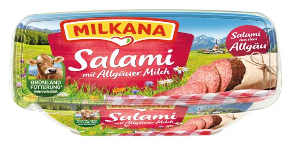 Milkana Schmelzkäsezubereitung Salami, 0,19 KG/SH ungekühlt haltbar