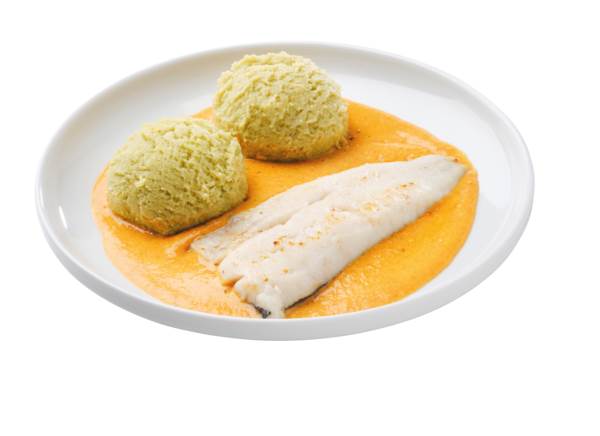 Frankenberg Seehecht mit Erbsen/Kartoffel-Püree und Karotten-Sauce