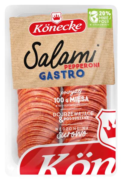 Salami Pepperoni GASTRO, wieprzowe, surowe, wędzone, dojrzewajace, plastry, 500 GR/PA  , podsuszane,