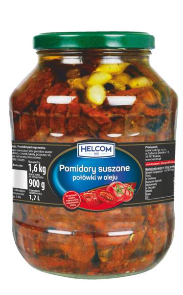 Helcom Pomidory suszone w oleju z ziołami, połówki, 1600 GR/SŁ