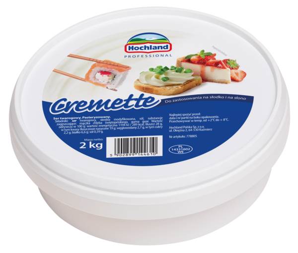 Hochland Cremette, ser twarogowy, 28% tłuszczu, 2 KG/WD