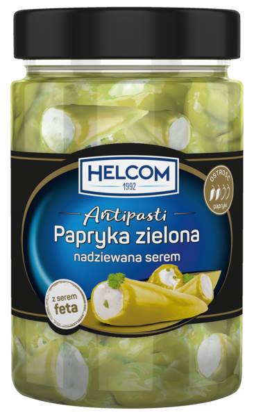 Helcom Antipasti Papryka zielona nadziewana masą serową z serem feta 4%, w oleju, 260 GR/SŁ