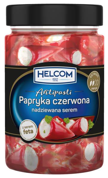 Helcom Antipasti Papryka czerwona nadziewana masą serową z serem feta 4%, w oleju, 260 GR/SŁ