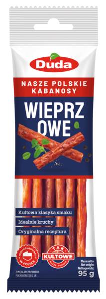 Duda Kabanosy wieprzowe, wędzone, parzone, suszone, drobno rozdrobnione, 95 GR/PA