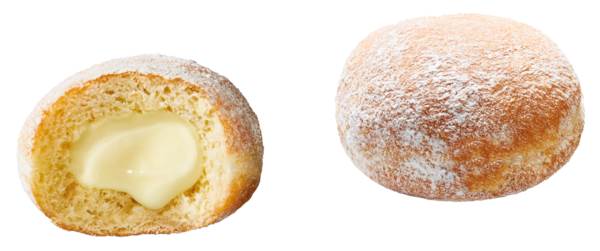 Mr La Lorraine Bite z nadzieniem z białej czekolady, mini pączki drożdżowe z cukrem pudrem, 105 ST/KT  , rozmroź & podaj,