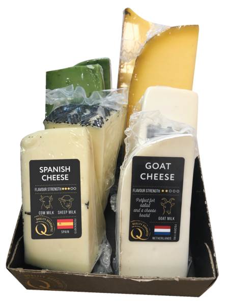 Euroser,deska serów, 4 rodzaje, 1,04 KG/PA , hiszpański, gouda z zielonym pesto, kozi, old amsterdam