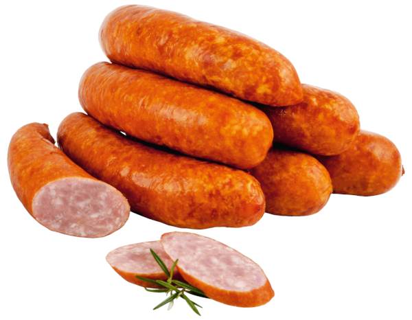 Bell Kiełbasa śląska 65%, wieprzowa, wędzona, parzona, średnio rozdrobniona, 1,2 KG/PR  , w osłonce z jelita wieprzowego, długość ok. 14cm, map
