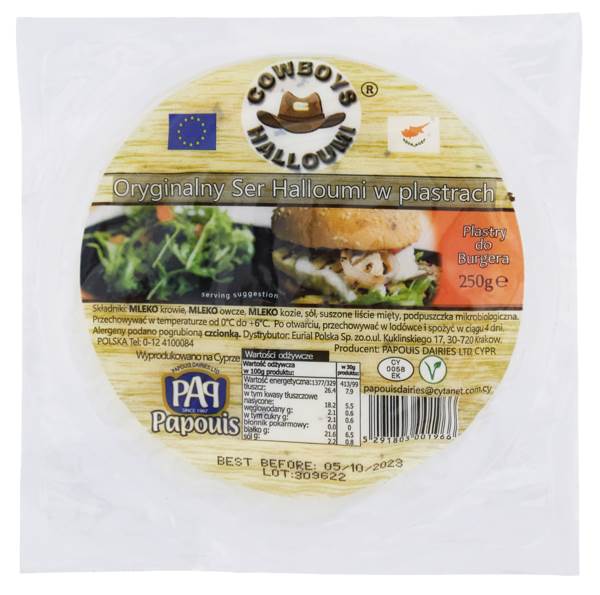Halloumi burger ser plastry 3 KG/KT