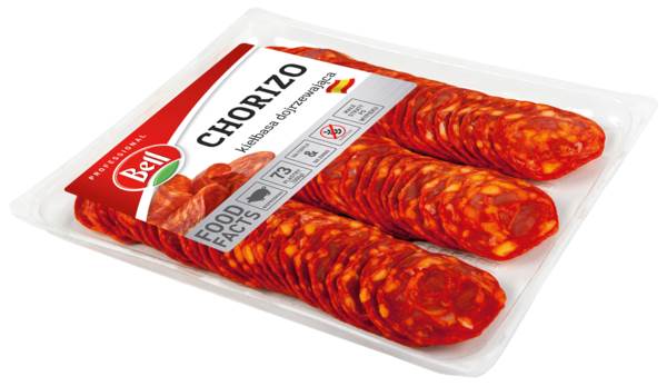 Bell Chorizo Extra plastry, wieprzowe, dojrzewające, średnica ok. 60-65 mm, map, 500 GR/PA