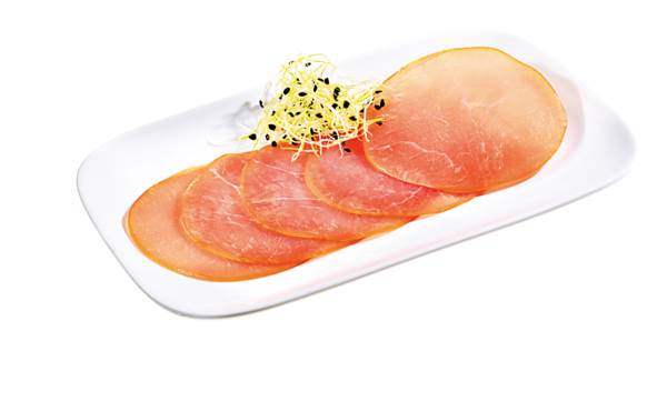 Klaas & Pitsch Lachsschinken, ohne Speckmantel, gefächert, ca. 60 Scheiben, Kaliber 65, 0,5 KG/PK