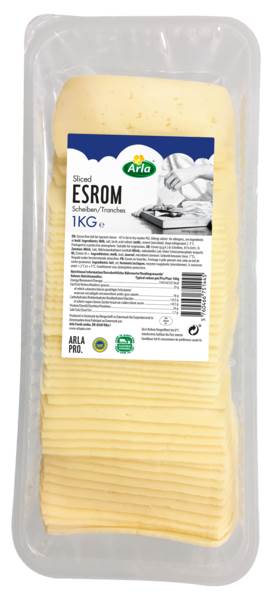 Arla Esrom Scheiben, Schnittkäse, Kuhmilch, 45% Fett i.Tr., Dänemark, 50x20g, 1 KG/PK gefächert