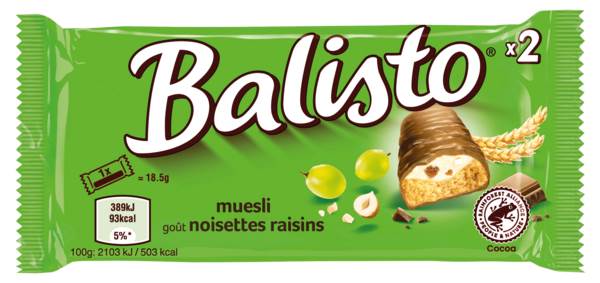 Balisto Muesli, Keks mit Vollkorn, Milchcreme und Trauben, 37 G/RG