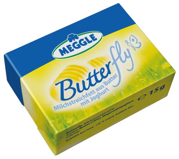Meggle Butterfly, Aufstrich aus Butter mit Joghurt, 15g, 100 ST/KT