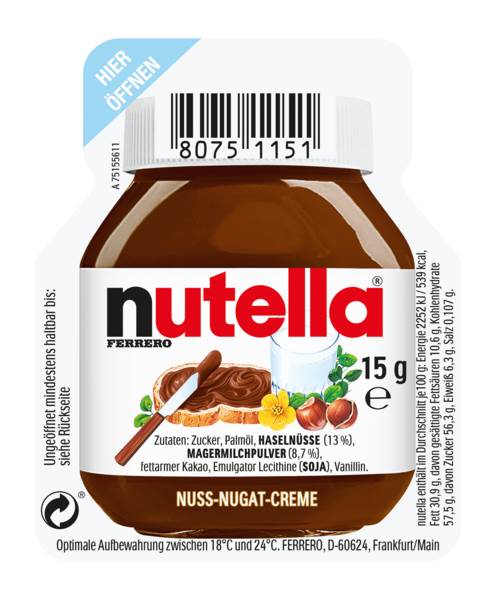 Nutella Nuss-Nougat-Creme, Portion à 15 g, 120 PO/KT