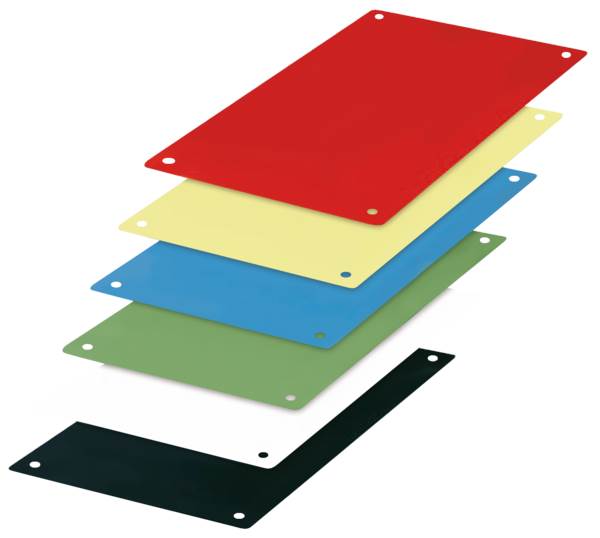 Profboard Schneidbrett GN 1/1, 32,5 x 53 cm, H 2,25 cm, weiß, inkl. 6 Auflagen 1 SE