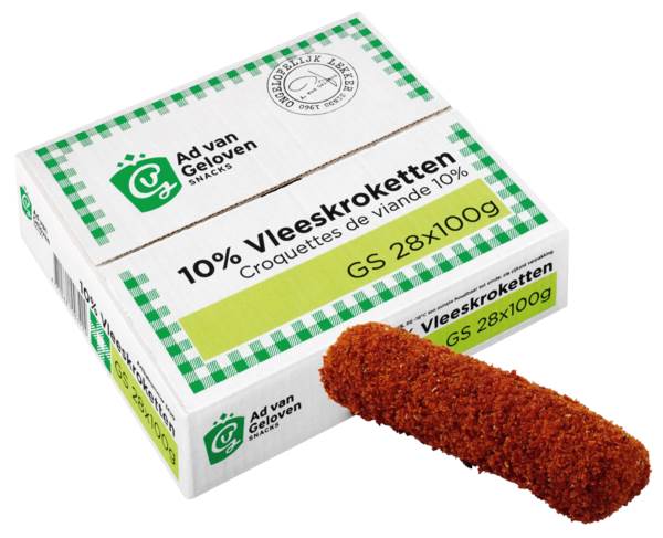 DV Ad van Geloven draadjesvlees kroket 10% 100gr 28 ST/DS