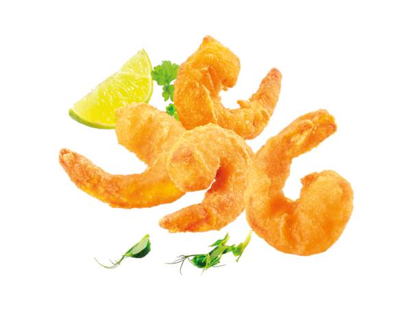 TK Garnelen "Tempura", im Backteig (40%), IQF, ca.18g, ca.50-60 Stk. pro kg, 2 KG/PK