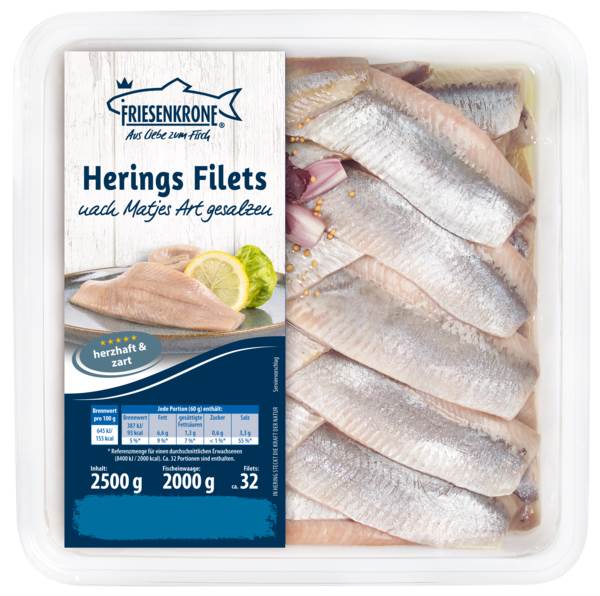 Friesenkrone Filety śledziowe a la matjas, lekko solone, w oleju roślinnym, ok. 32 szt. 2500 GR/MI