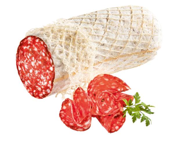 Banchetto Ita.Salame con semi di Finocchio - Fenchelsalami, gefächert, ca. 32 Scheiben/Pk, 0,25 KG/PK Kaliber 90, grob gekörnt, luftgetrocknet