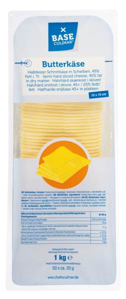 Base Culinar BC Butterchee. 45% 10x10cm sliced 1 KG/PK