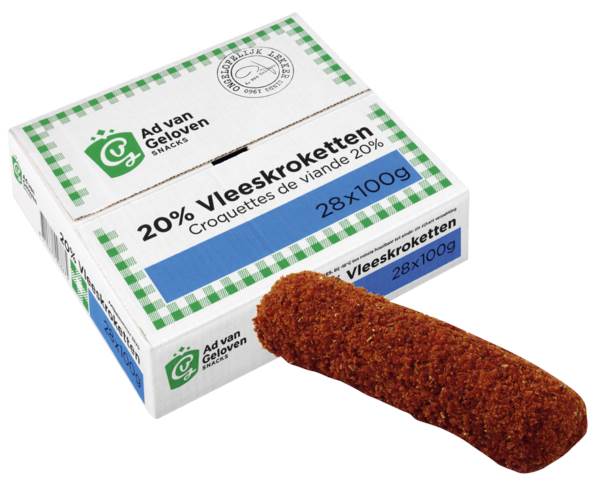 DV Ad van Geloven draadjes vleeskroket 20% 100gr 28 ST/DS