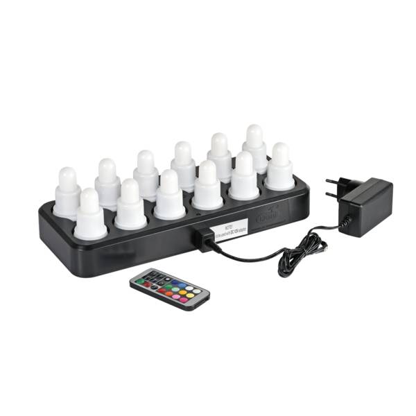 Duni LED-Set "Warmweiß+Multicolour", aufladbar, 70x40 mm, 12 Stück, (206435) 1 PK