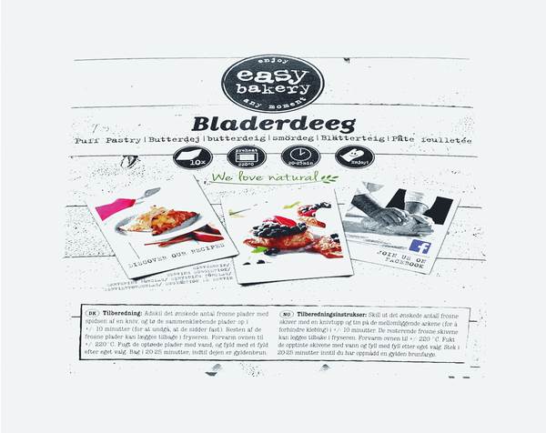 DV Easy Bakery bladerdeeg margarine, afm. ca. 125x125x2,8mm 450 GR/PK