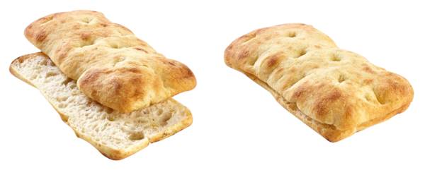 Mr La Lorraine Schiacciata, Chleb pszenny płaski w stylu włoskim,100g, przekrojony, 32 ST/KT całkowicie wypieczony,