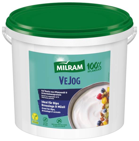 Milram VeJog Natur vegan auf Basis von Pflanzenöl und Ackerbohnenprotein 5 KG/EI Säuerlich frischer Geschmack und cremige Konsistenz