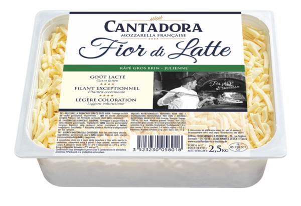 Cantadora Mozzarella Fior di Latte julienne, z mleka krowiego, 2,5 KG/ST