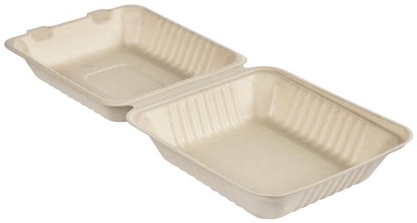 Duni BioPak Bagasse-Menüboxen, ungeteilt, kompostierbar,223x200x85mm,1000ml,50 Stück, (205725) 1 PK