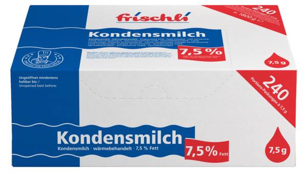 Frischli Kondensmilch 7,5%, 7,5g, 240 ST/KT ungekühlt haltbar