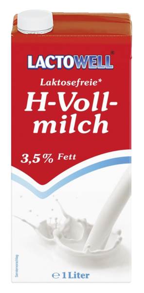 Lactowell H-Vollmilch 3,5% laktosefrei, 1 L/PK ungekühlt haltbar