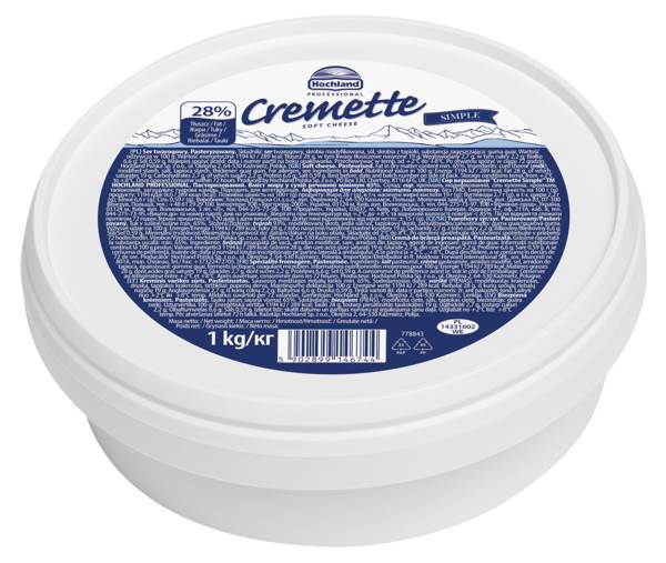Hochland Cremette Simple, ser twarogowy, 28% tłuszczu, 1 KG/WD