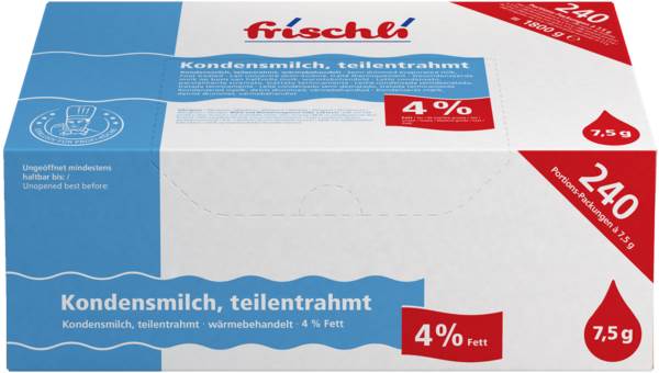 Frischli Kondensmilch 4% 7,5g 240 ST/KT ungekühlt haltbar