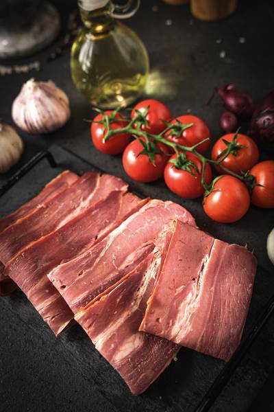 BEEF&CHEF Bekon wołowy, wędzony, parzony, peklowany, plastry, ok. 0,5 KG/PR