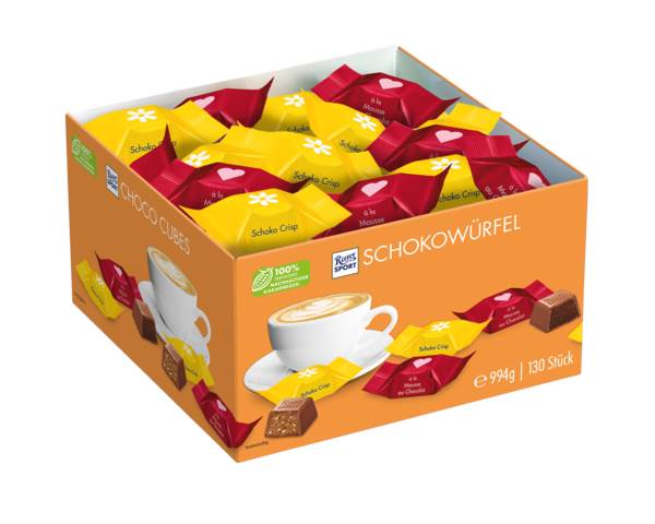 Ritter Sport Schokowürfel, 65x á la Mousse au Chocolat, 65x Choco Crisp, 130 ST/KT