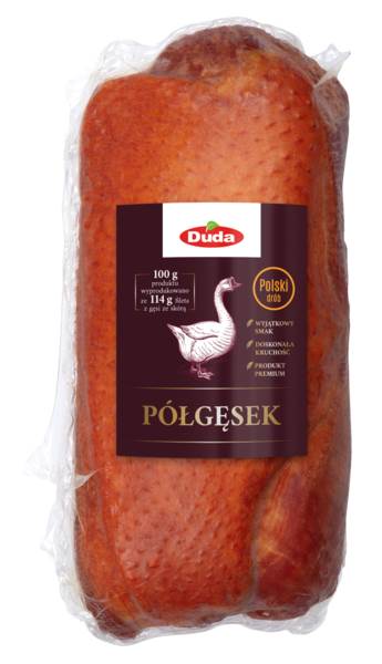 Duda Półgęsek wędzony, parzony, wędlina z fileta z piersi gęsi z wieprzowiną, 0,4 KG/PR  , ok.260-510g,