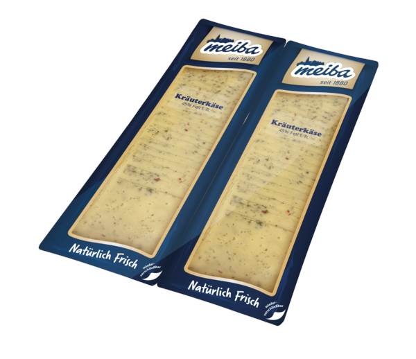 Meiba Kräuterkäse Scheiben 45% gefächert, 2x25x20g, 1 KG/PK