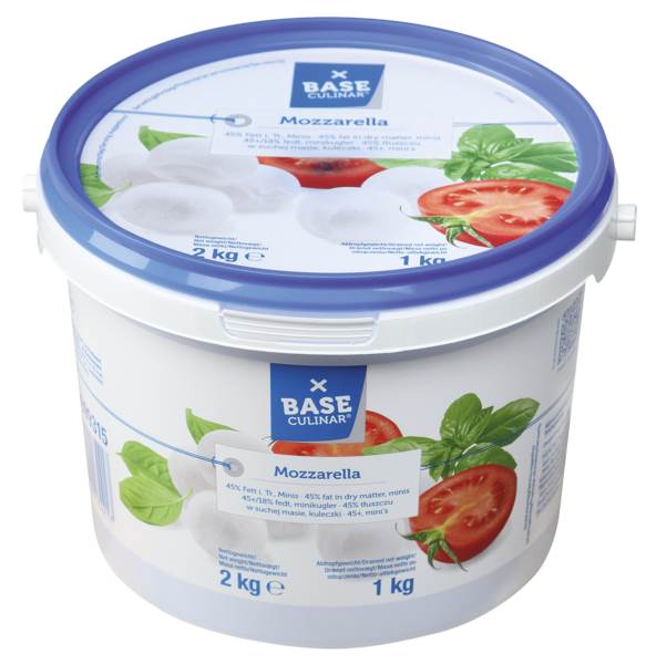 Base Culinar Mozzarella, 45% Fett i.Tr., Mini, 8g / Stück, 1 KG/EI