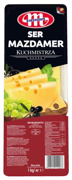 Mlekovita Mazdamer, ser dojrzewający typu szwajcarskiego, plastry, 1 KG/PA