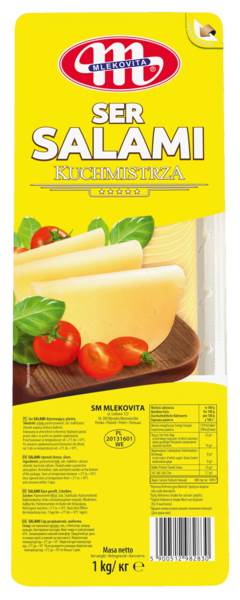 Mlekovita Salami, ser dojrzewający typu holenderskiego, plastry, 1 KG/PA