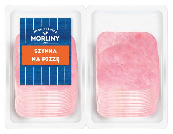 Morliny Szynka na pizzę, wieprzowa, parzona, peklowana, formowana, plastry, 2 x 400 g, 0,8 KG/PA