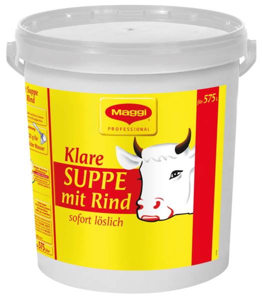 Maggi Professional Klare Suppe mit Rind, sofort löslich, Ergiebigkeit 575 L (12577145) 12,5 KG/EI