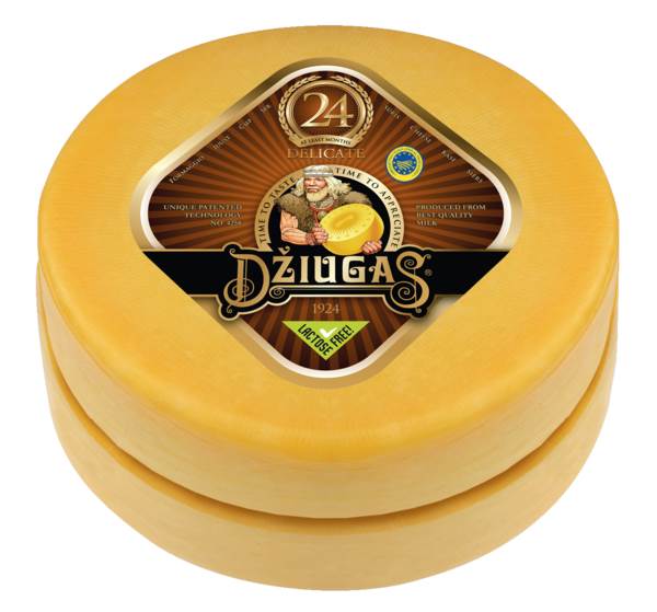 Dziugas Delicate, ser twardy dojrzewający 24 miesiące, 40% tłuszczu, półkrąg, 2,1 KG/ST , waga niestandaryzowana
