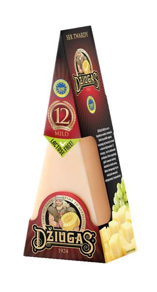 Dziugas Mild, ser twardy dojrzewający 12 miesięcy, klinek, 160 GR/ST