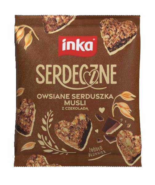 Inka Serdeczne Ciasteczka owsiane, serduszka, musli z czekoladą, 50 GR/PA