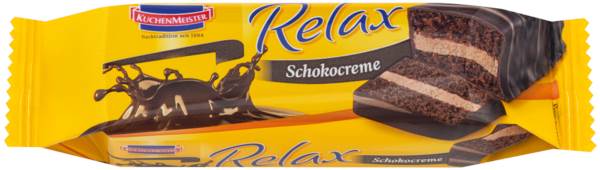 Kuchenmeister Relax Kuchenriegel, 18% Schokocremefüllung und 31% kakaohaltiger Fettglasur, 0,032 KG/RG