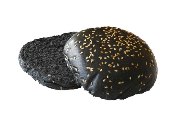 TK Bekarei Black Burger Bun, fertig gebacken, 70g, 40 ST/KT schwarzes Hefeteigbrötchen mit weißem Sesam