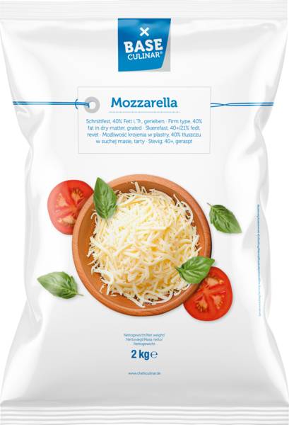 Base Culinar BC Mozzarella gerieben, 40% Fett i. Tr., 2 KG/BT